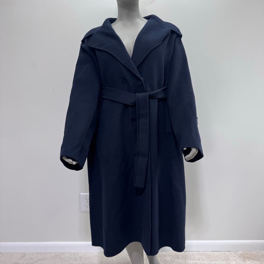 NWT Marina Rinaldi Wool Blend Coat Hooded Navy sz US 20 Luxury Capsule Wardrobe